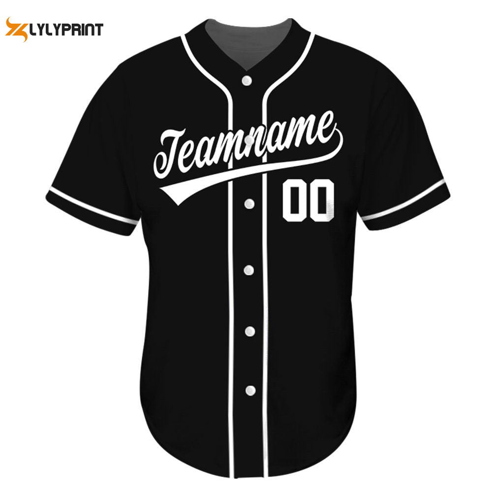 Black Sport Baseball Jerseys Personnalisé - lylyprint.com baseball jersey product view 1