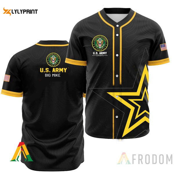 Black US Army Veteran Baseball Jersey - Gift for Men Women - lylyprint.com baseball jersey product view 1