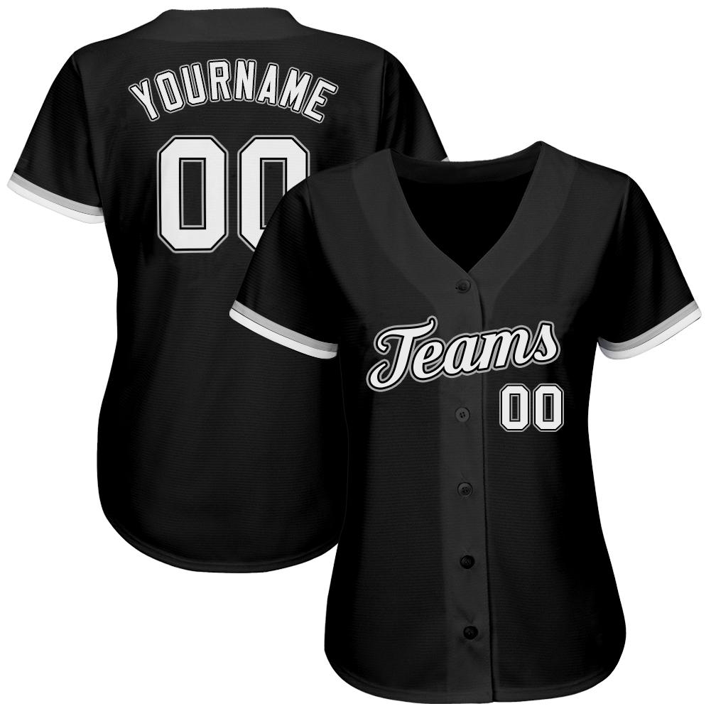Custom Black White-Gray Authentic Baseball Jersey baseball jersey product view 2