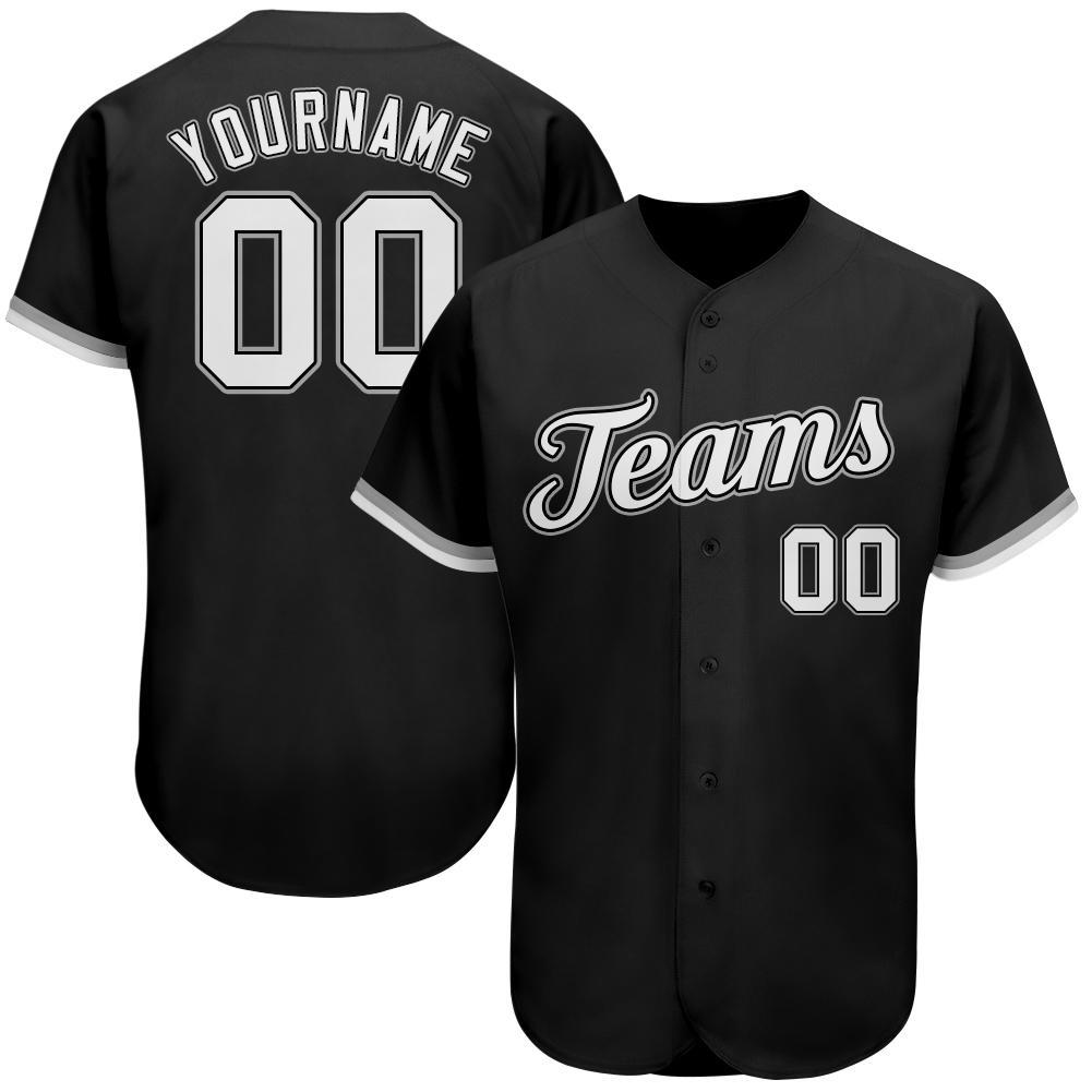 Custom Black White-Gray Authentic Baseball Jersey baseball jersey product view 1