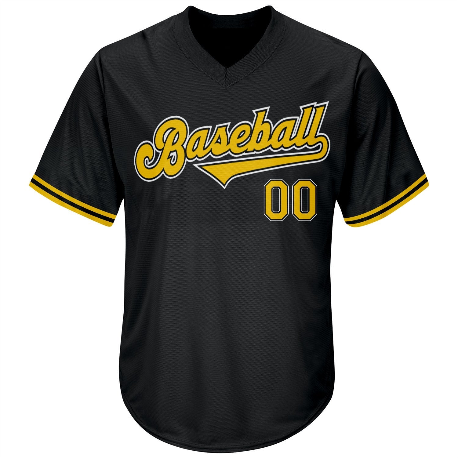 Custom Black Gold-White Authentic Throwback Rib-Knit Baseball Jersey Shirt baseball jersey product view 2