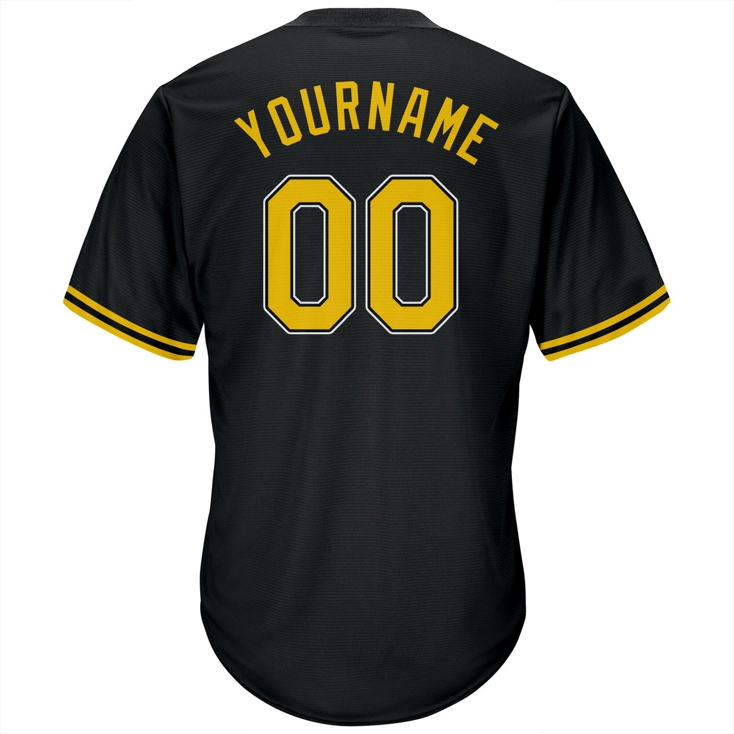 Custom Black Gold-White Authentic Throwback Rib-Knit Baseball Jersey Shirt baseball jersey product view 3