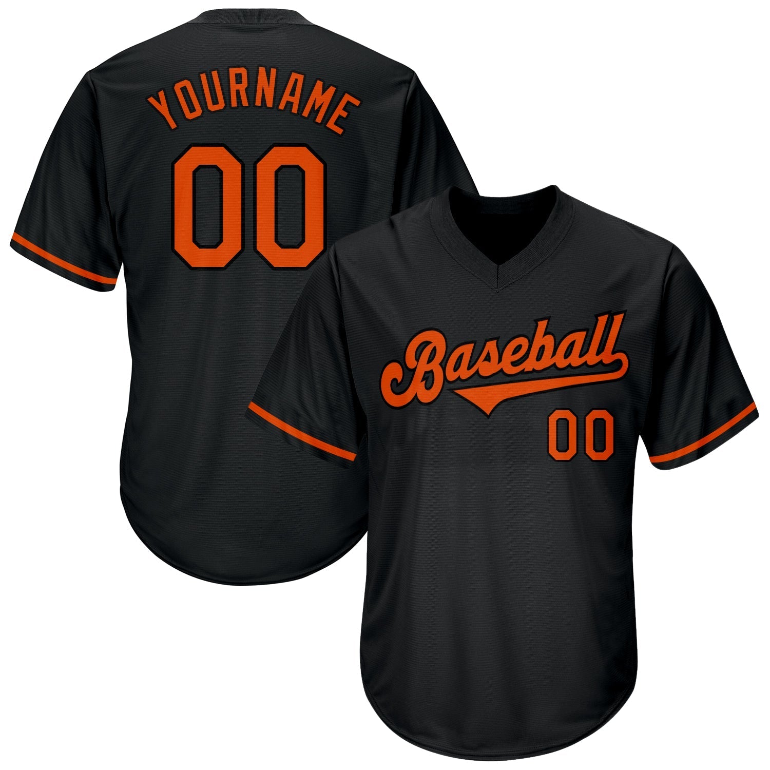 Custom Black Orange-Black Authentic Throwback Rib-Knit Baseball Jersey Shirt baseball jersey product view 1