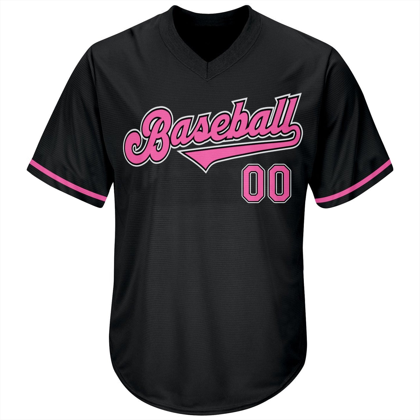 Custom Black Pink-White Authentic Throwback Rib-Knit Baseball Jersey Shirt baseball jersey product view 2