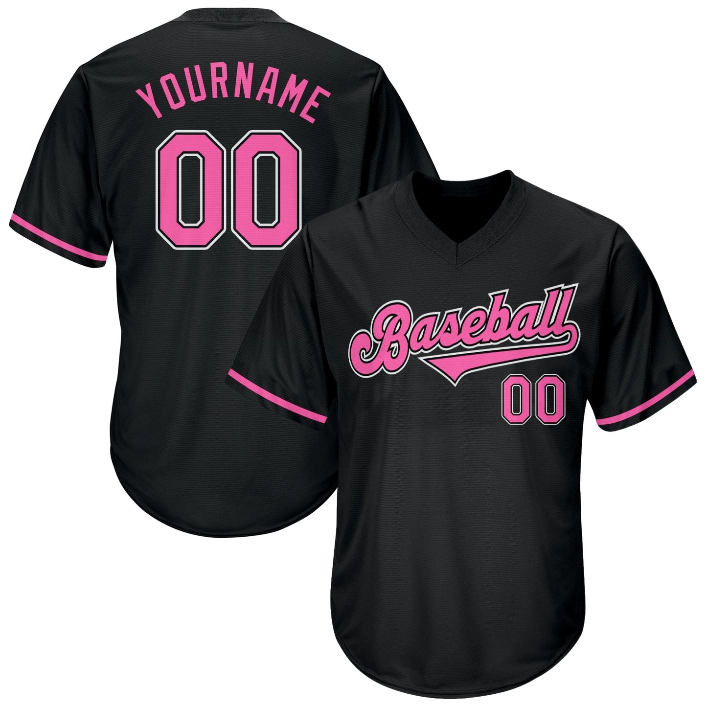 Custom Black Pink-White Authentic Throwback Rib-Knit Baseball Jersey Shirt baseball jersey product view 1