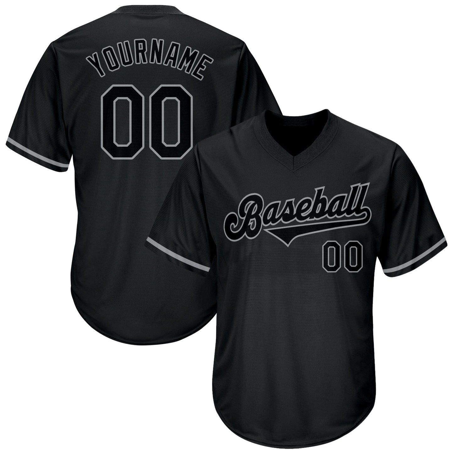 Custom Black Black-Gray Authentic Throwback Rib-Knit Baseball Jersey Shirt baseball jersey product view 1