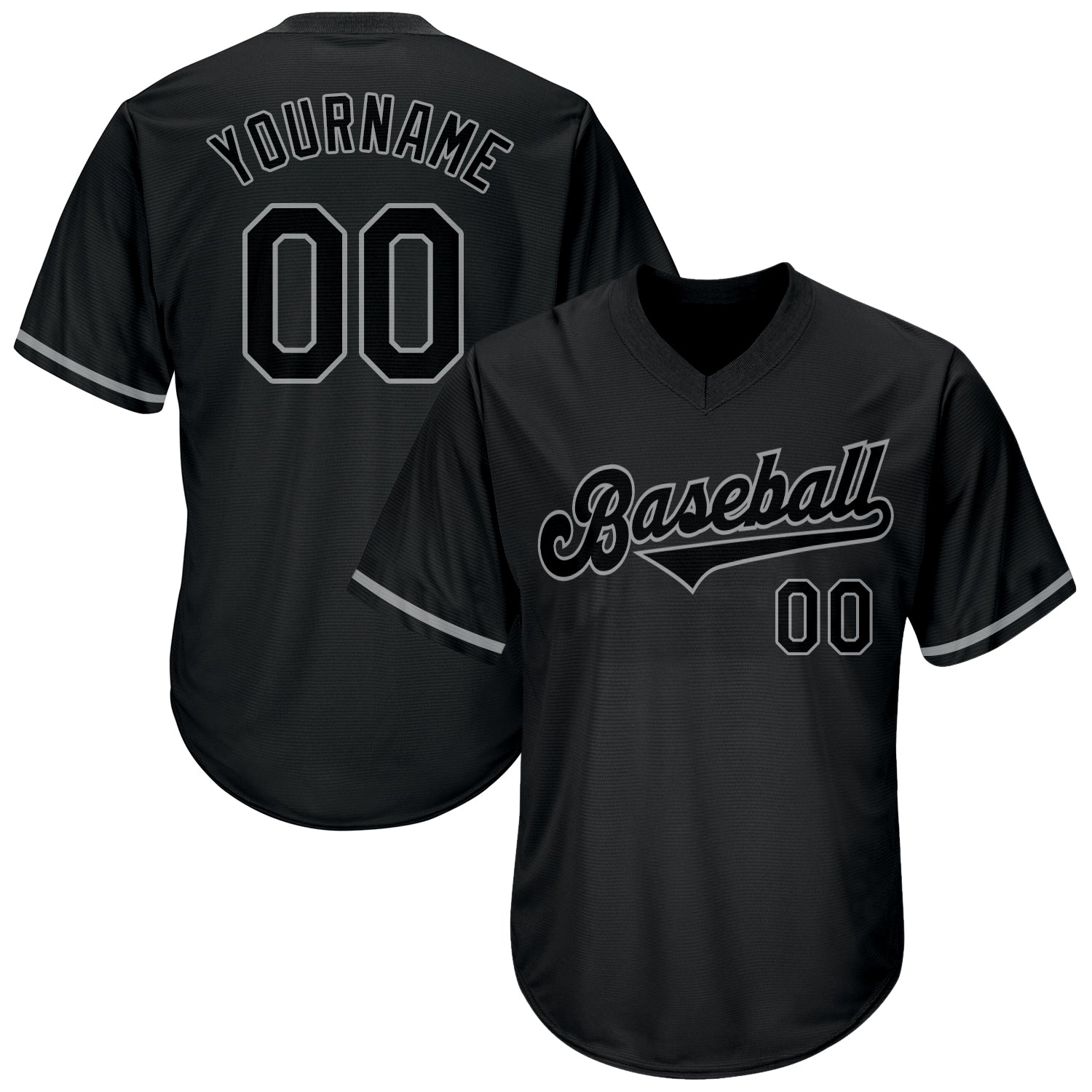 Custom Black Black-Gray Authentic Throwback Rib-Knit Baseball Jersey Shirt baseball jersey product view 1