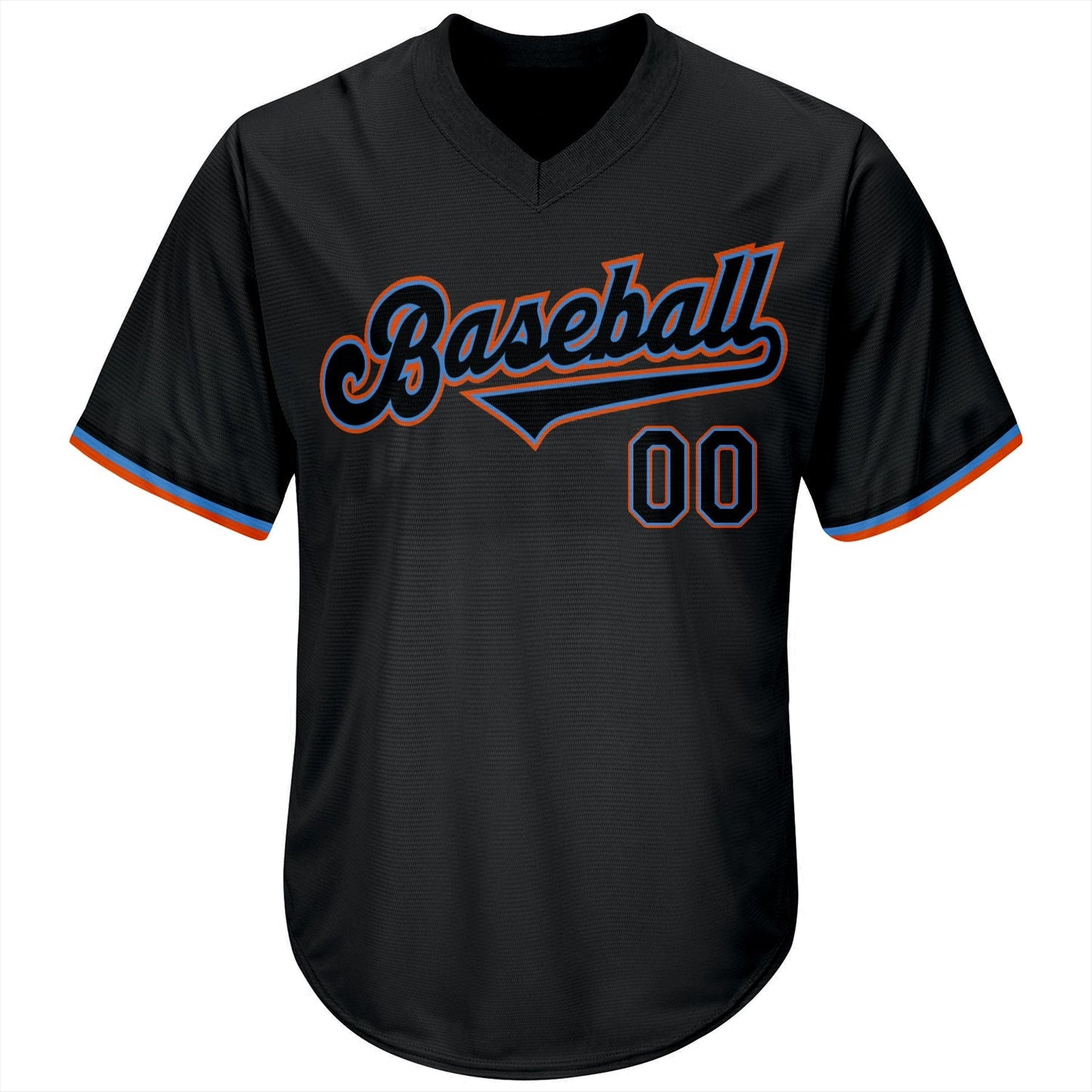 Custom Black Black-Powder Blue Authentic Throwback Rib-Knit Baseball Jersey Shirt baseball jersey product view 2