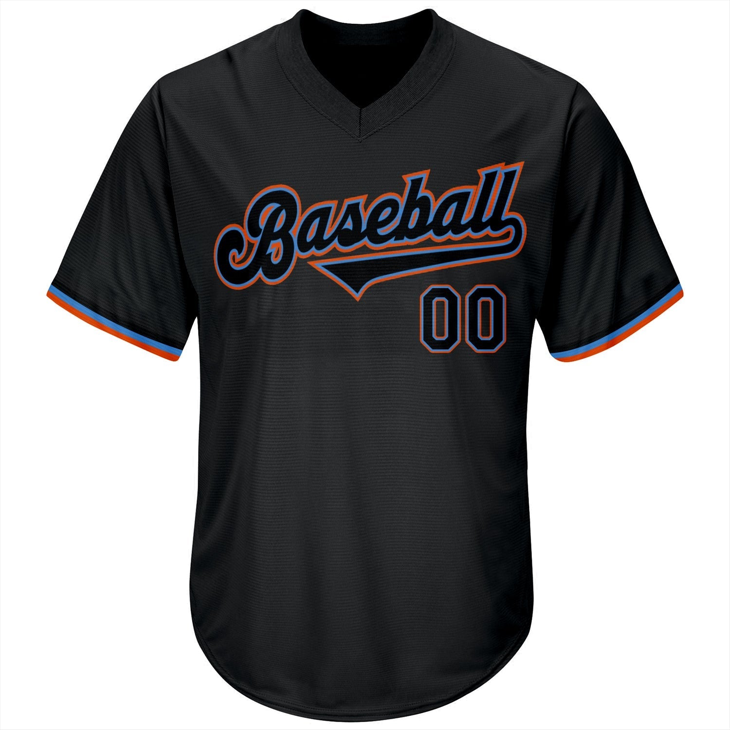 Custom Black Black-Powder Blue Authentic Throwback Rib-Knit Baseball Jersey Shirt baseball jersey product view 2