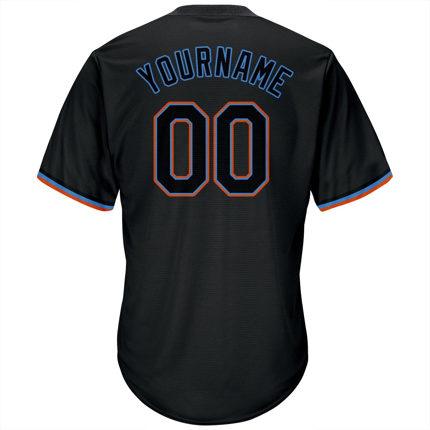 Custom Black Black-Powder Blue Authentic Throwback Rib-Knit Baseball Jersey Shirt baseball jersey product view 3