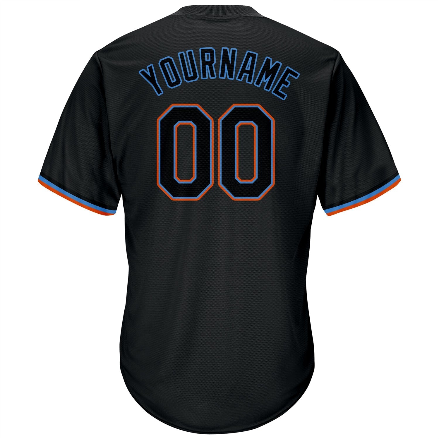 Custom Black Black-Powder Blue Authentic Throwback Rib-Knit Baseball Jersey Shirt baseball jersey product view 3