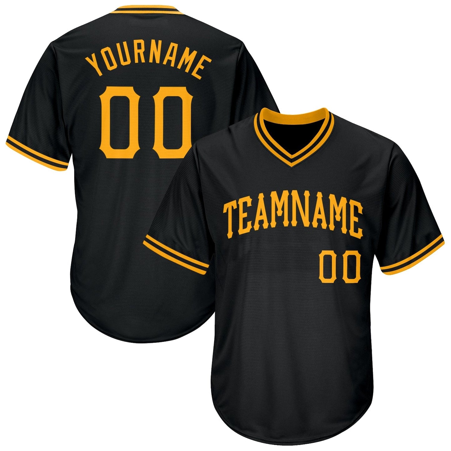 Custom Black Gold Authentic Throwback Rib-Knit Baseball Jersey Shirt baseball jersey product view 1