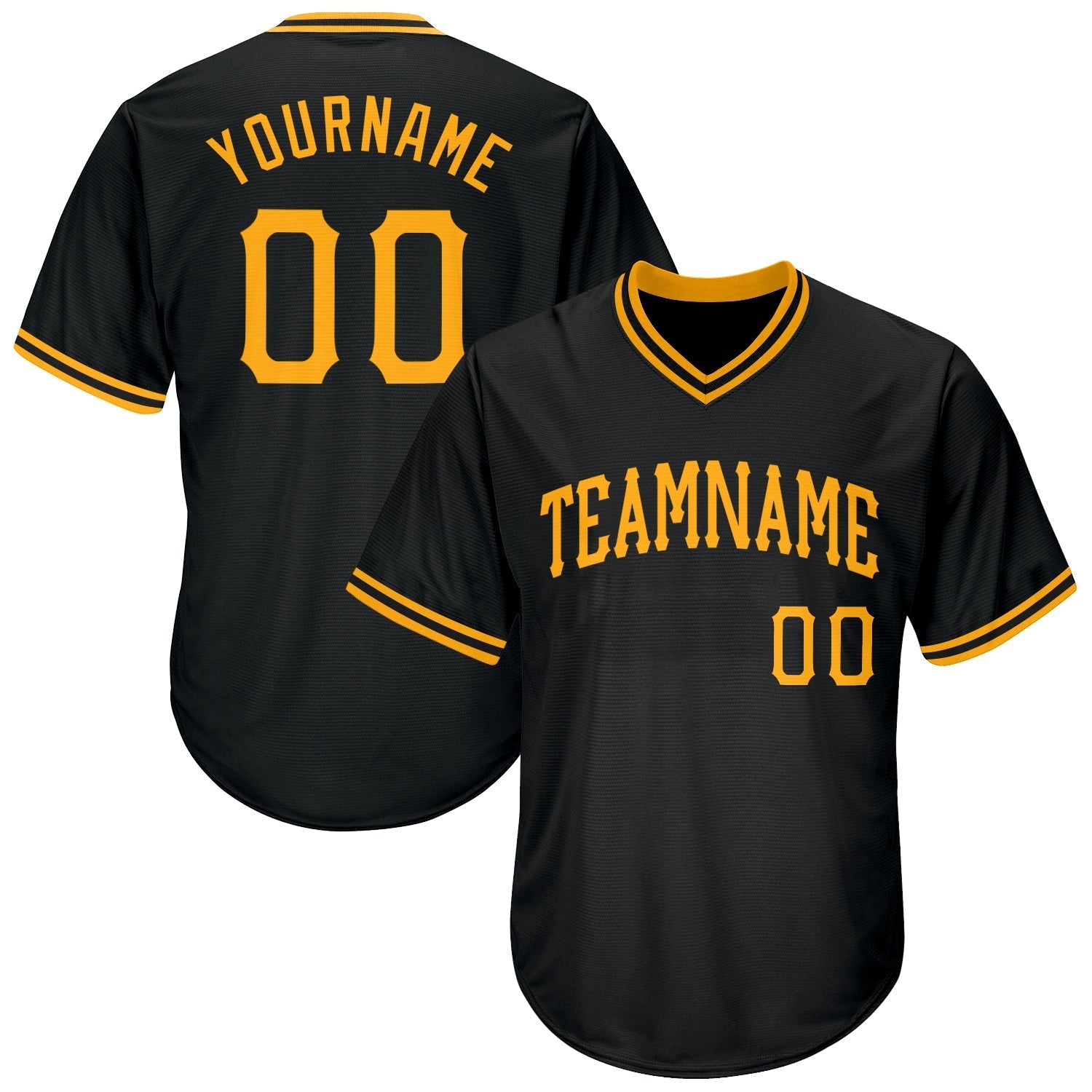 Custom Black Gold Authentic Throwback Rib-Knit Baseball Jersey Shirt baseball jersey product view 1