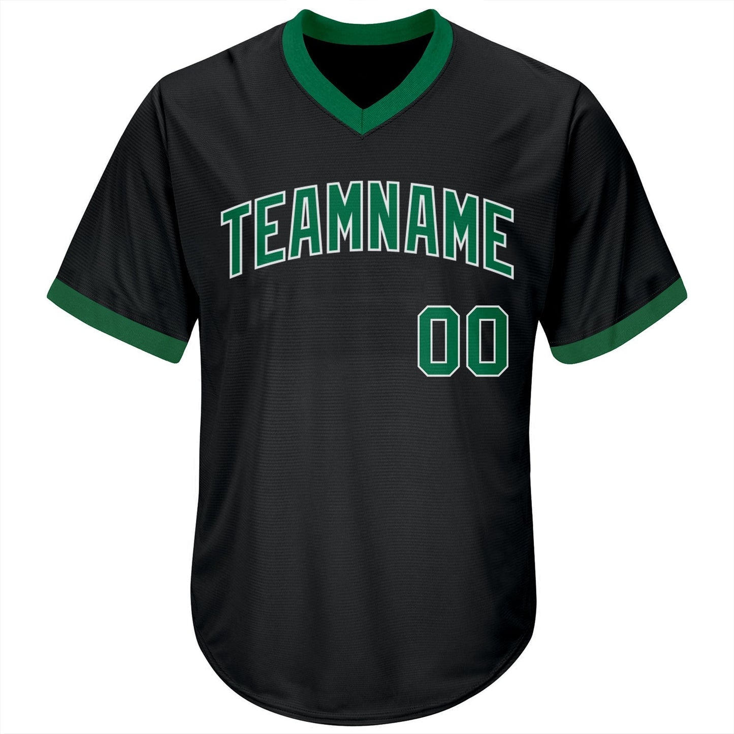 Custom Black Kelly Green-White Authentic Throwback Rib-Knit Baseball Jersey Shirt baseball jersey product view 2