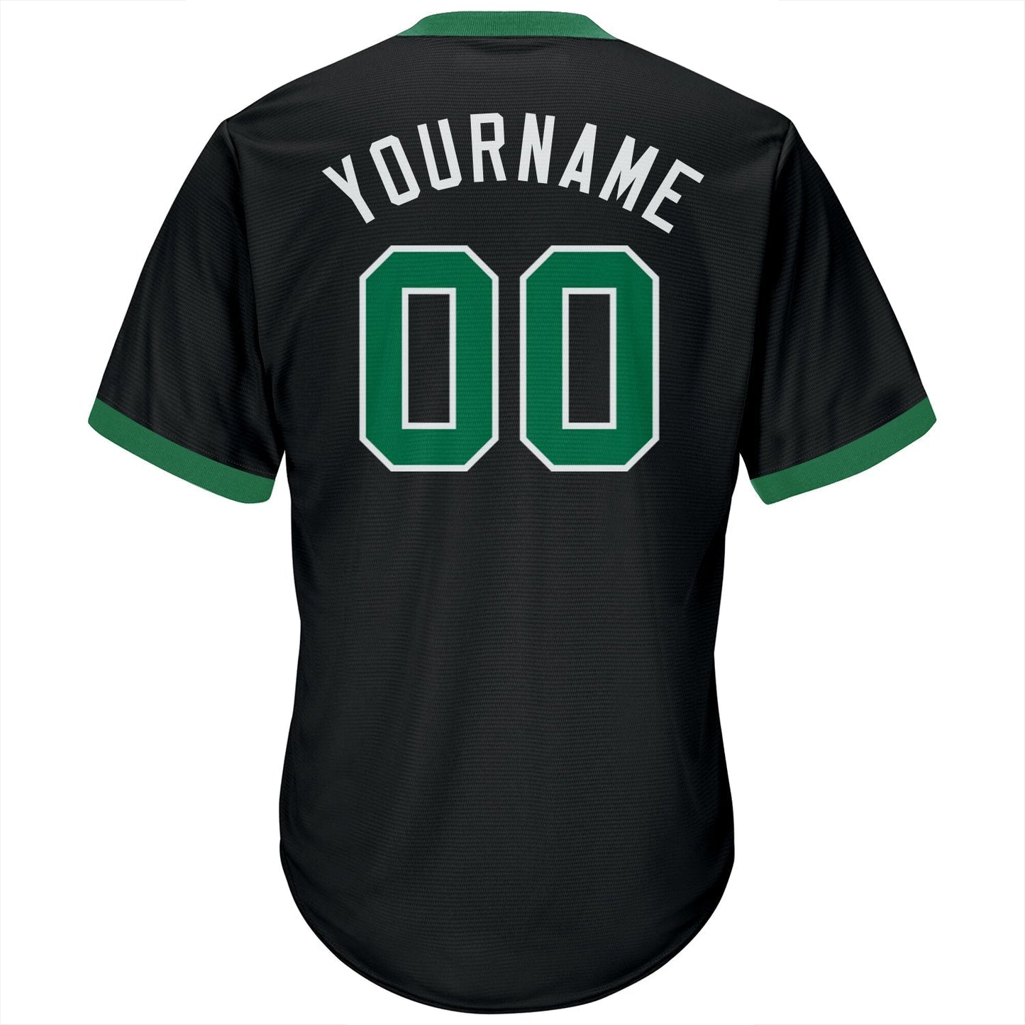 Custom Black Kelly Green-White Authentic Throwback Rib-Knit Baseball Jersey Shirt baseball jersey product view 3