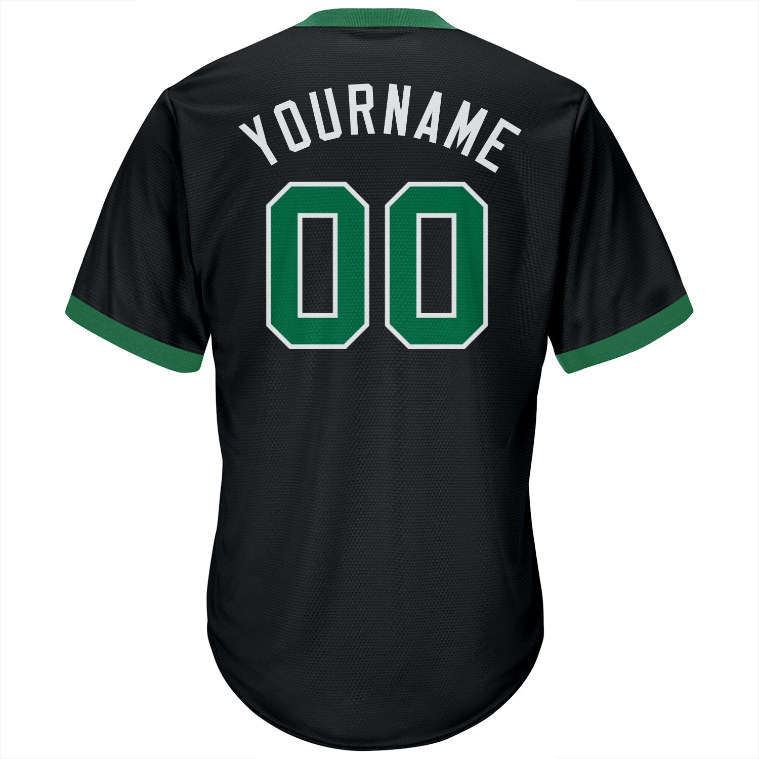 Custom Black Kelly Green-White Authentic Throwback Rib-Knit Baseball Jersey Shirt baseball jersey product view 3