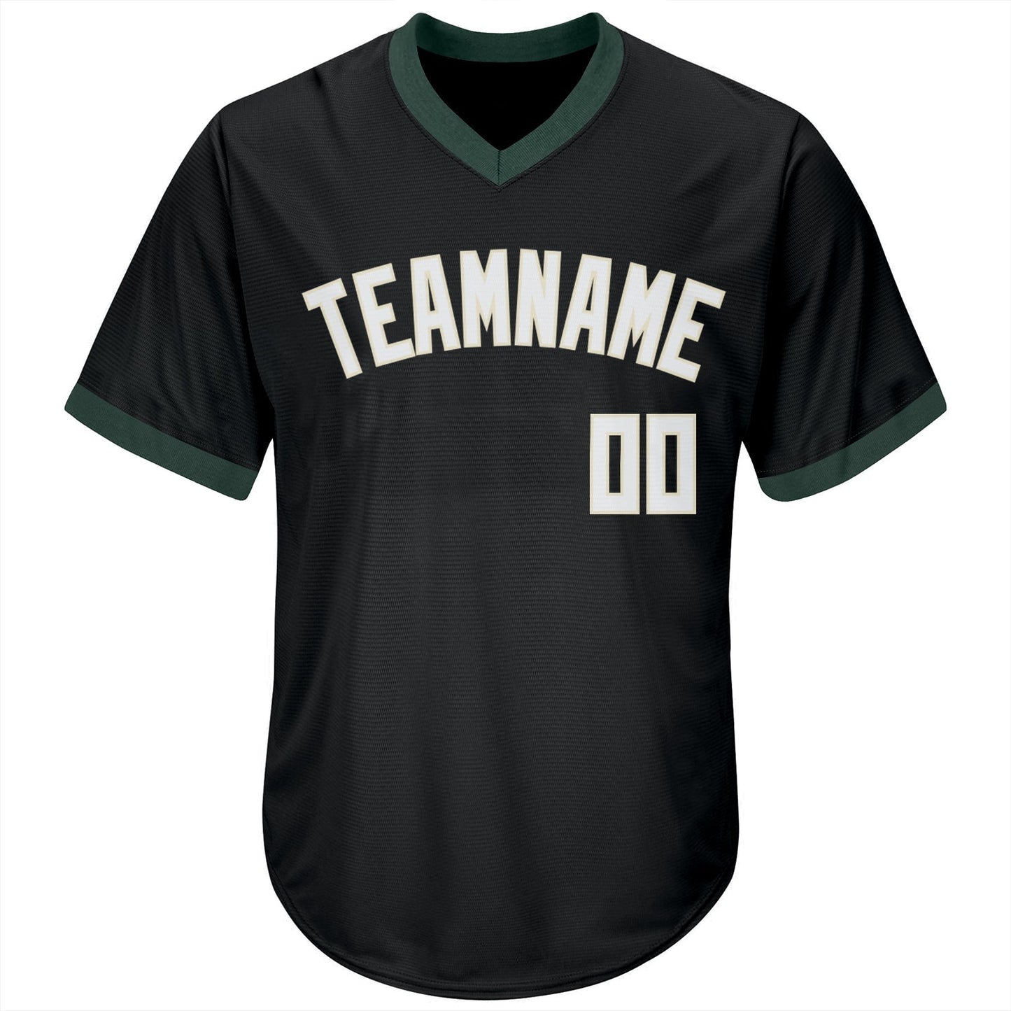 Custom Black White-Hunter Green Authentic Throwback Rib-Knit Baseball Jersey Shirt baseball jersey product view 2