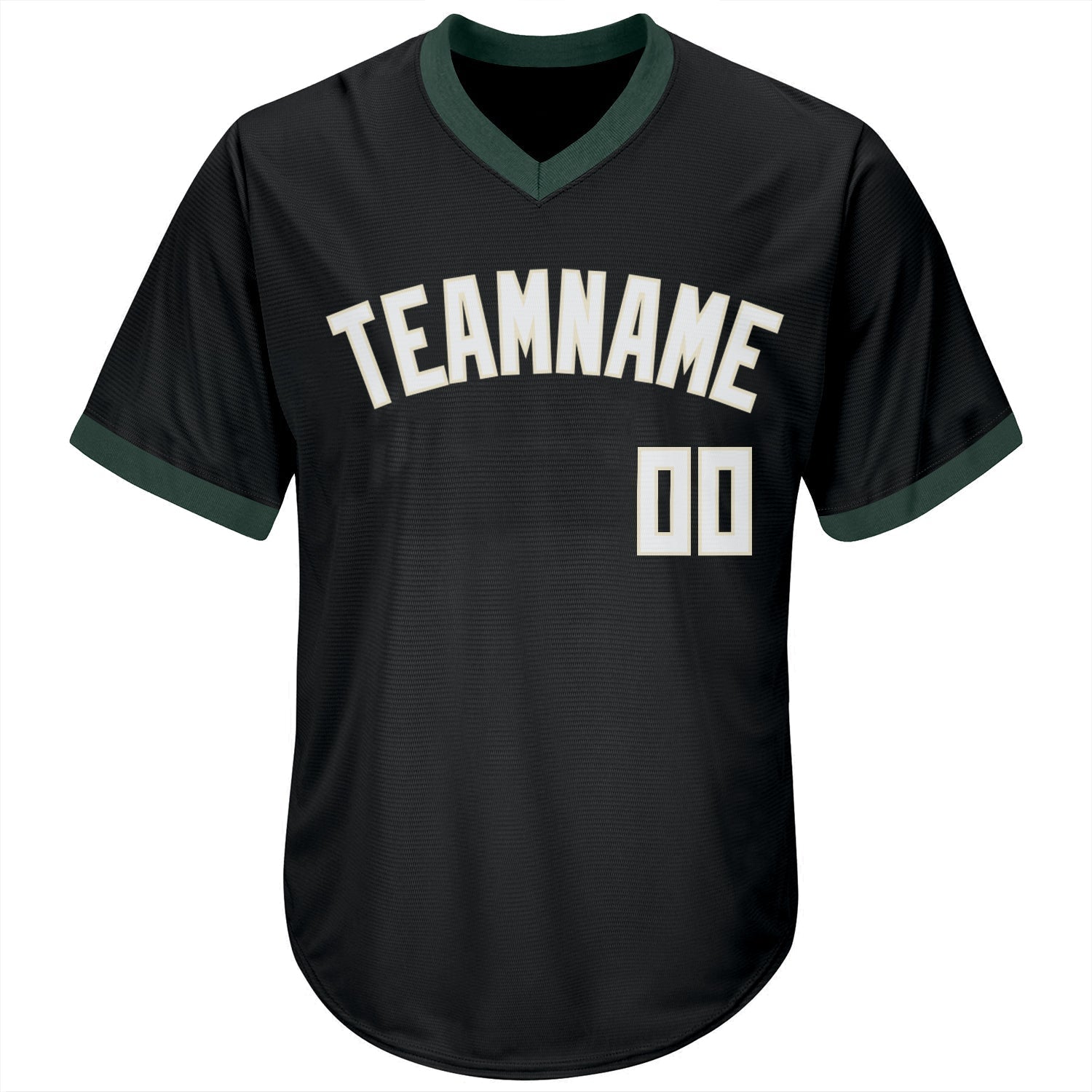 Custom Black White-Hunter Green Authentic Throwback Rib-Knit Baseball Jersey Shirt baseball jersey product view 2