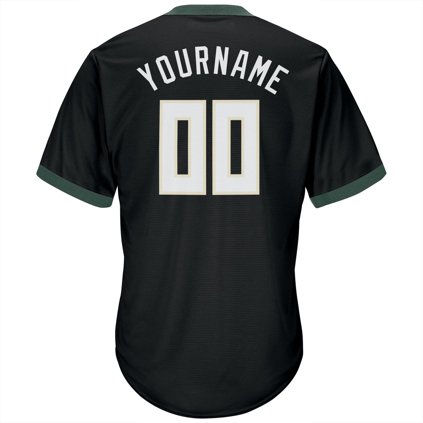 Custom Black White-Hunter Green Authentic Throwback Rib-Knit Baseball Jersey Shirt baseball jersey product view 3