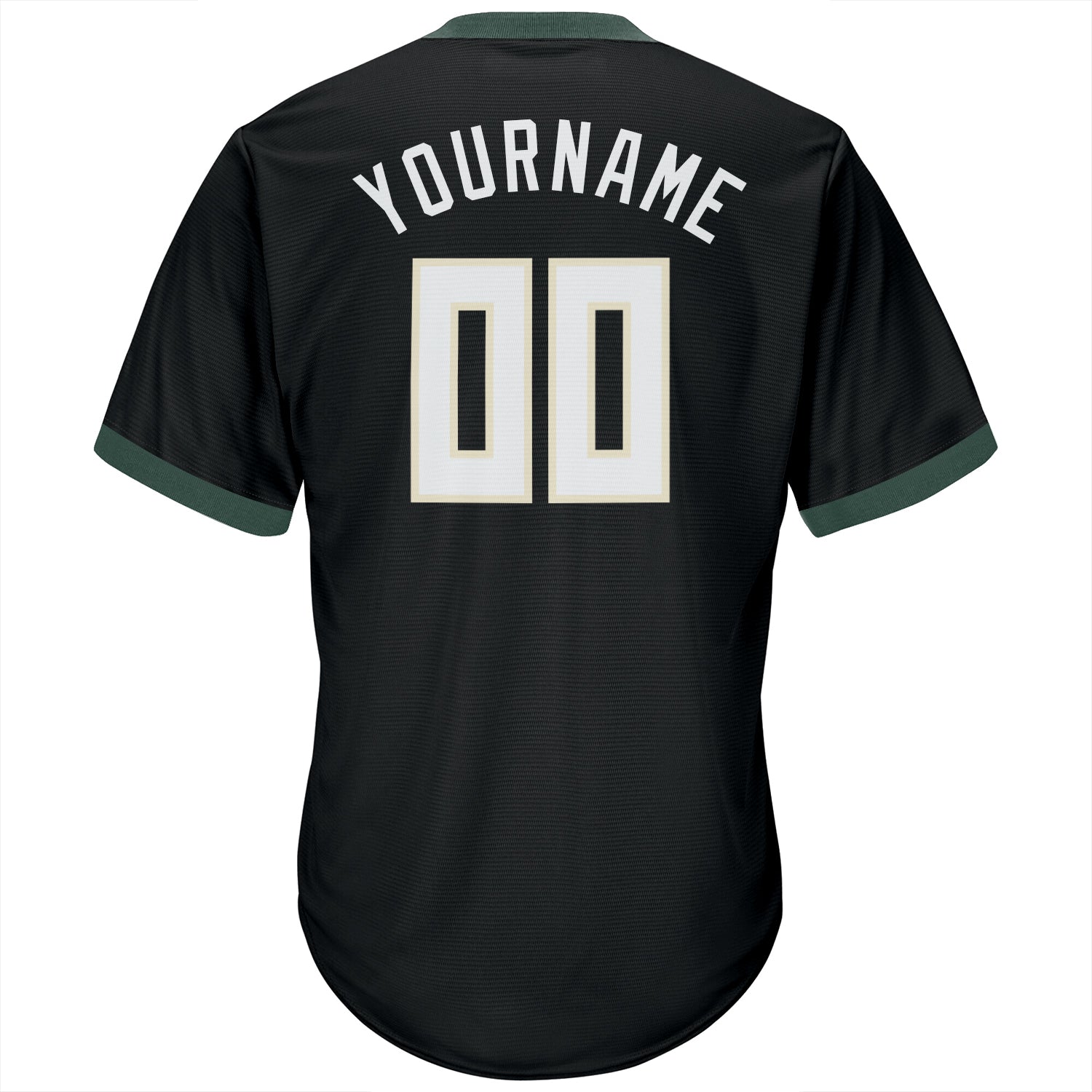 Custom Black White-Hunter Green Authentic Throwback Rib-Knit Baseball Jersey Shirt baseball jersey product view 3