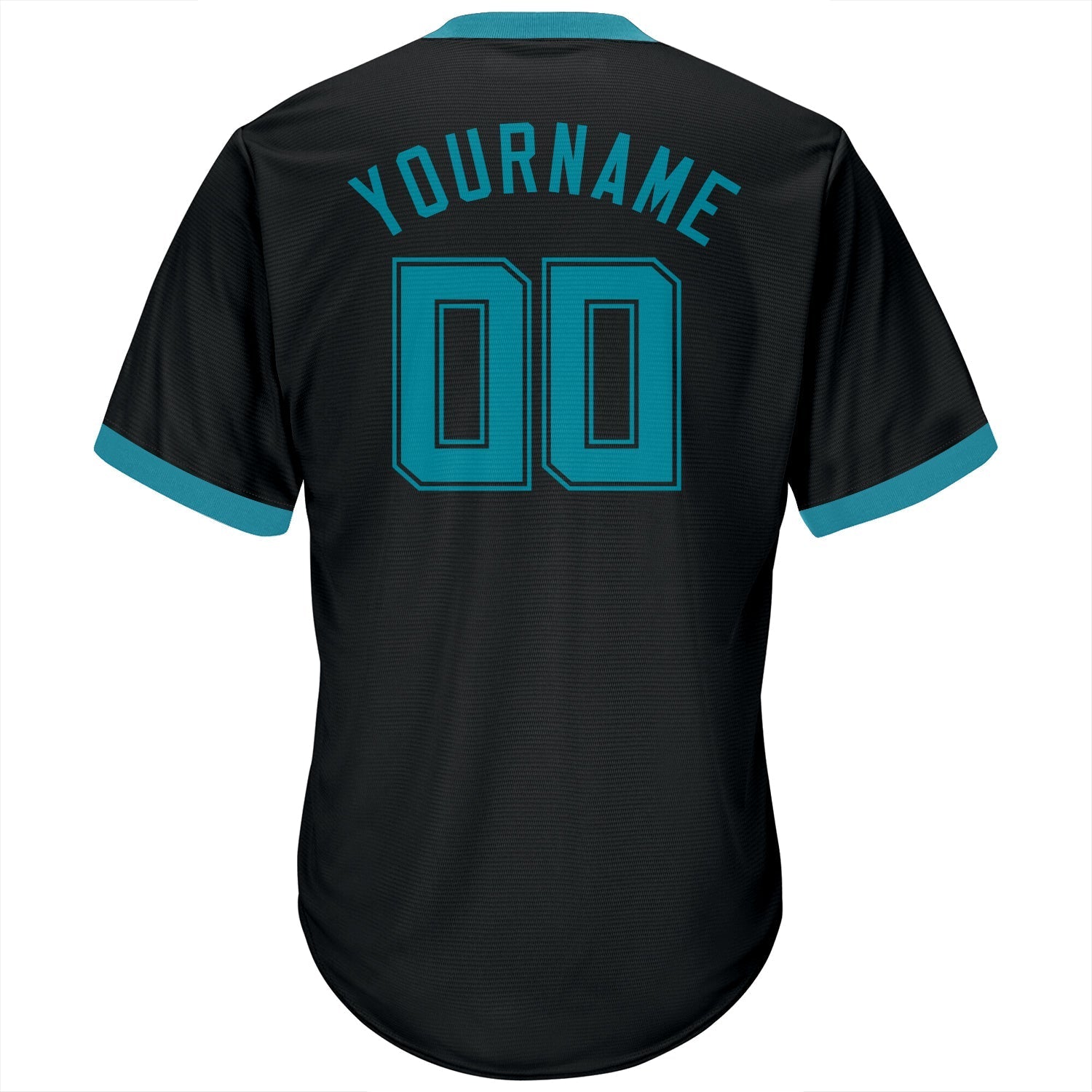 Custom Black Teal-Black Authentic Throwback Rib-Knit Baseball Jersey Shirt baseball jersey product view 3