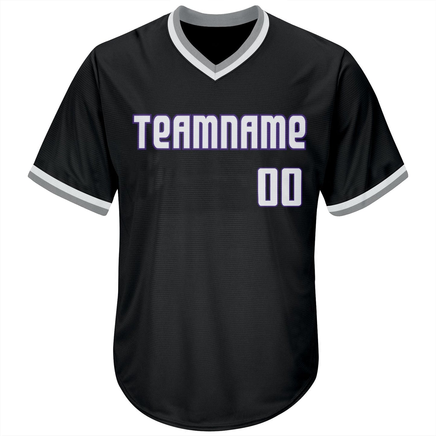 Custom Black White-Purple Authentic Throwback Rib-Knit Baseball Jersey Shirt baseball jersey product view 2