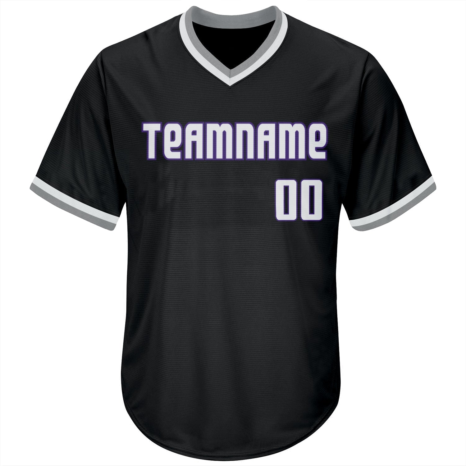 Custom Black White-Purple Authentic Throwback Rib-Knit Baseball Jersey Shirt baseball jersey product view 2