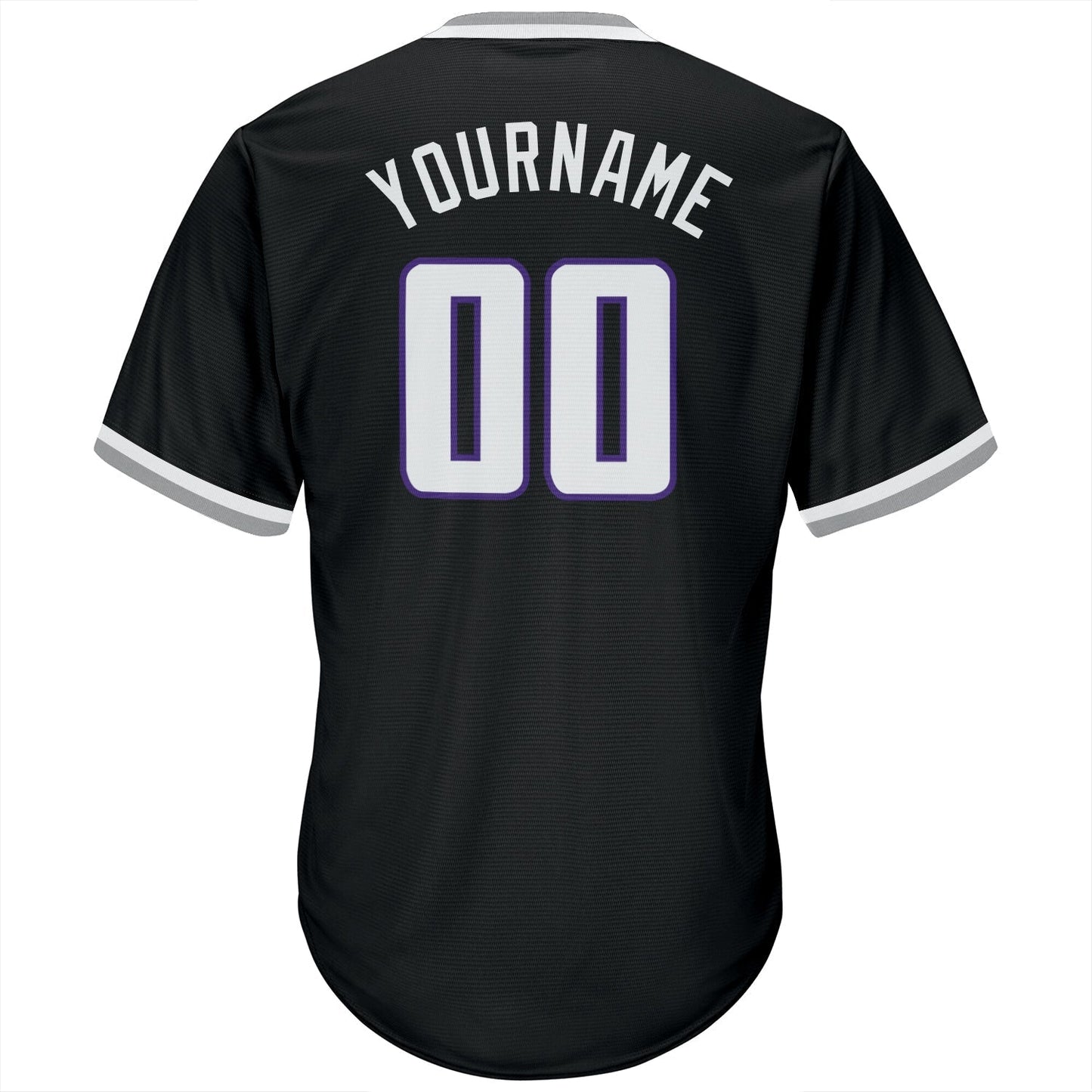 Custom Black White-Purple Authentic Throwback Rib-Knit Baseball Jersey Shirt baseball jersey product view 3