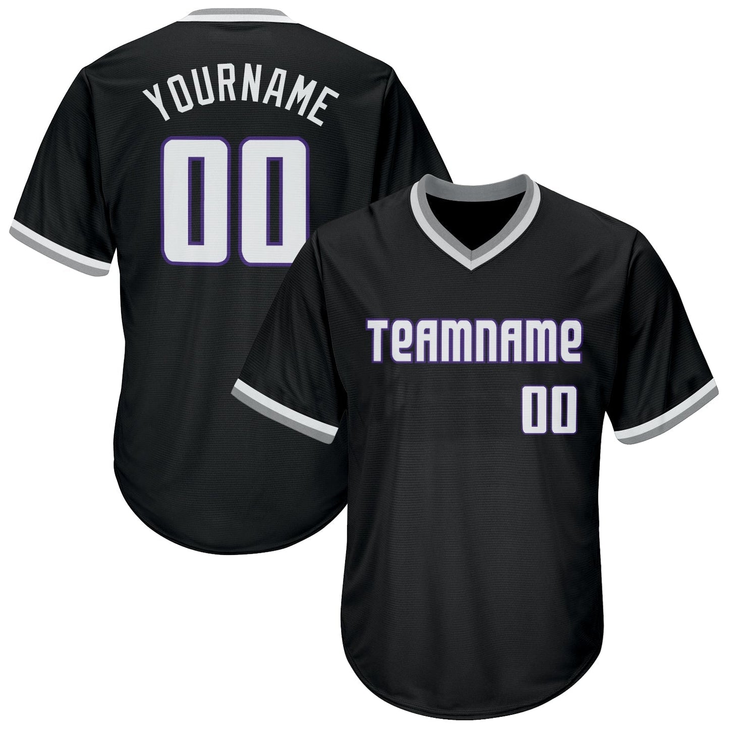 Custom Black White-Purple Authentic Throwback Rib-Knit Baseball Jersey Shirt baseball jersey product view 1