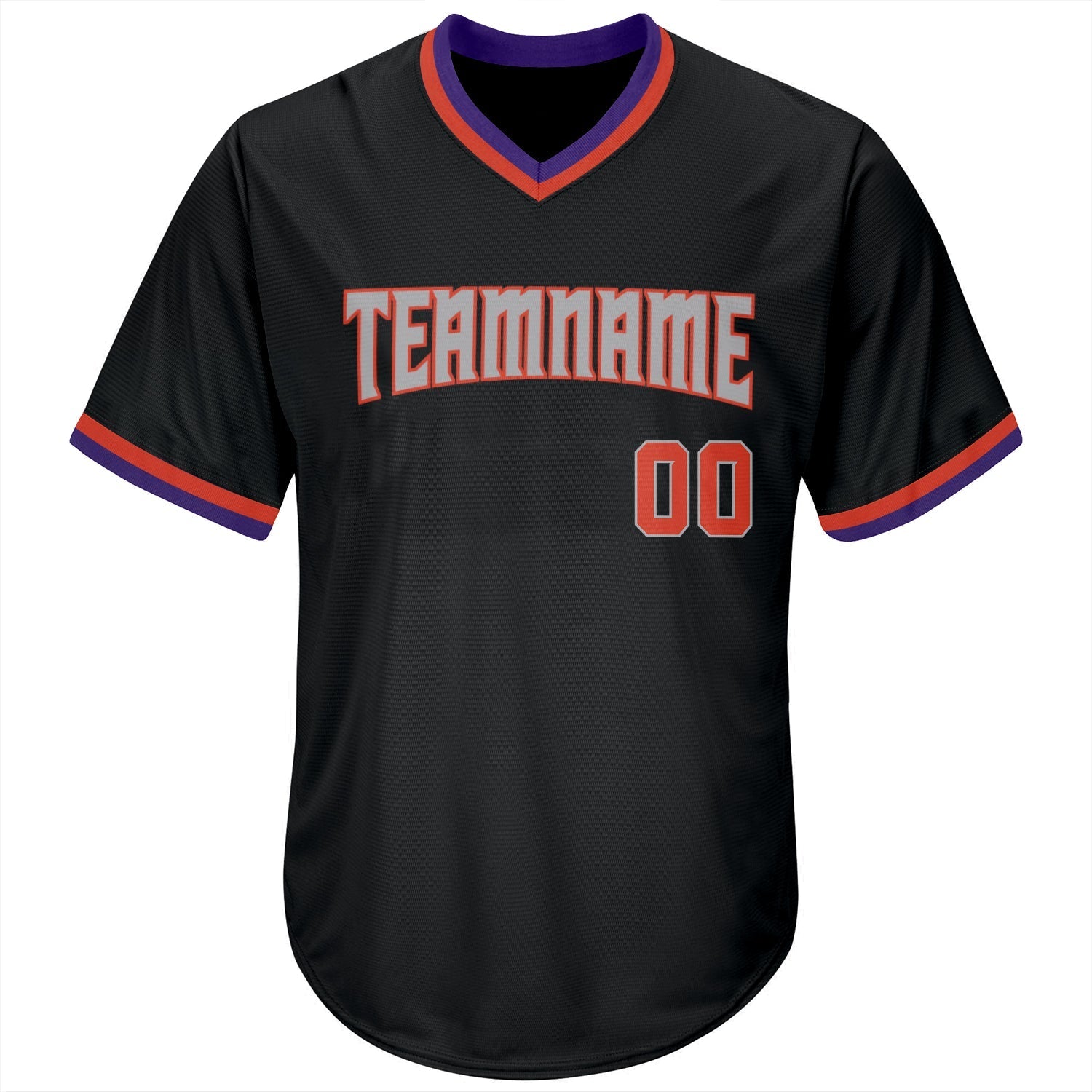 Custom Black Orange-Gray Authentic Throwback Rib-Knit Baseball Jersey Shirt baseball jersey product view 2