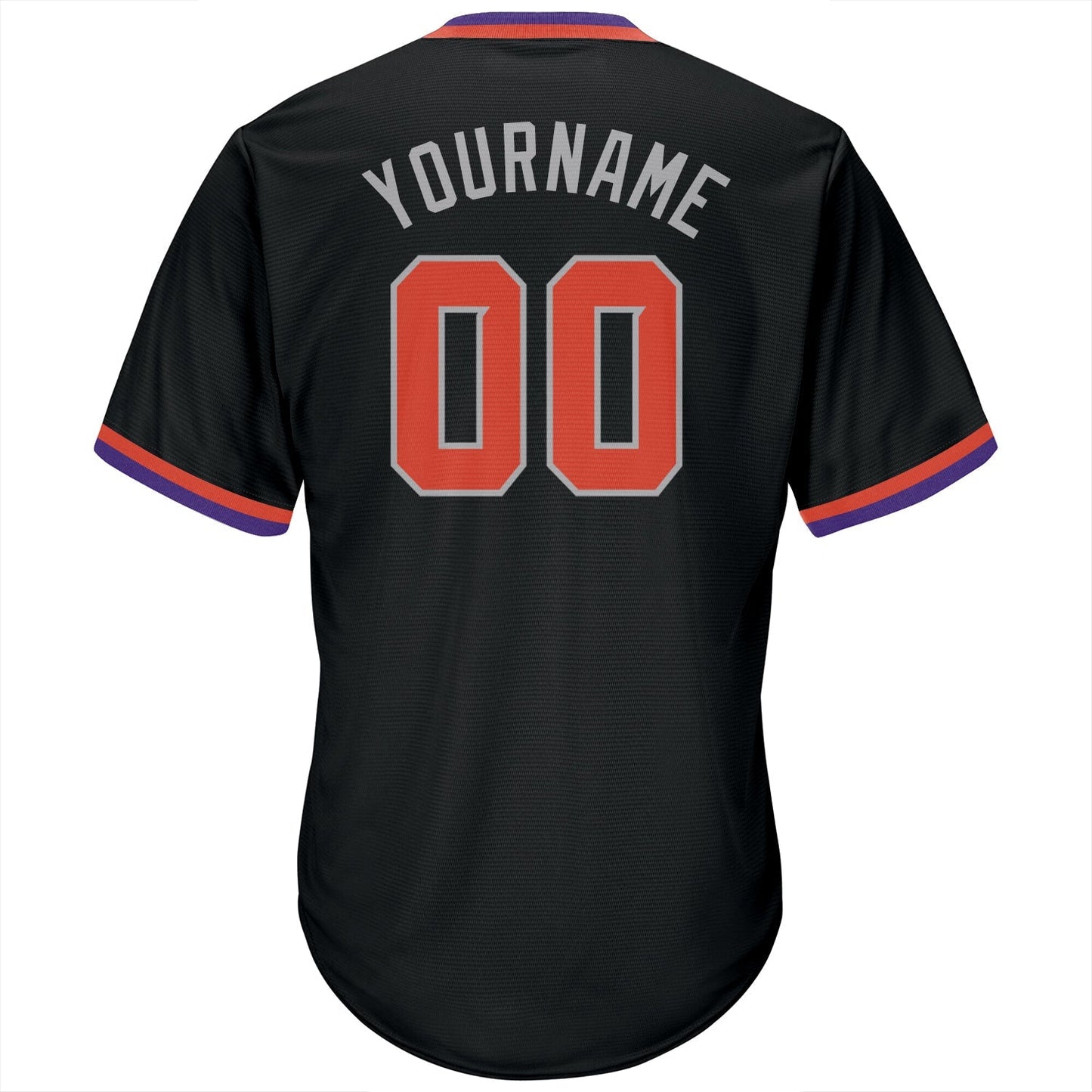 Custom Black Orange-Gray Authentic Throwback Rib-Knit Baseball Jersey Shirt baseball jersey product view 3
