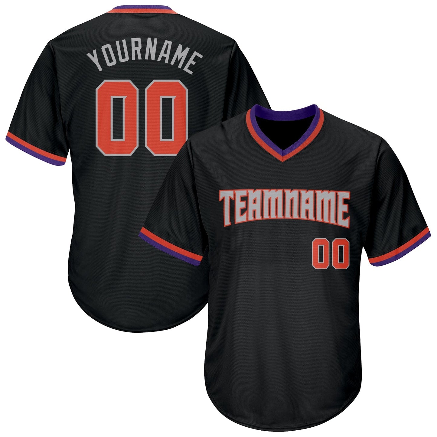 Custom Black Orange-Gray Authentic Throwback Rib-Knit Baseball Jersey Shirt baseball jersey product view 1