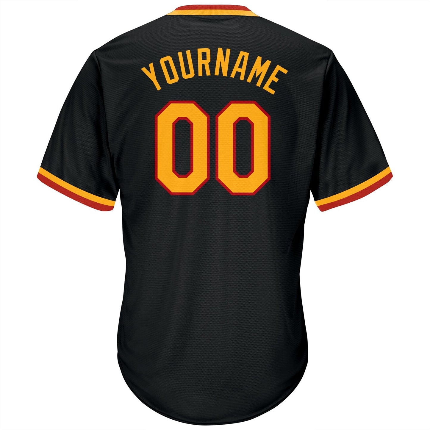 Custom Black Gold-Red Authentic Throwback Rib-Knit Baseball Jersey Shirt baseball jersey product view 3