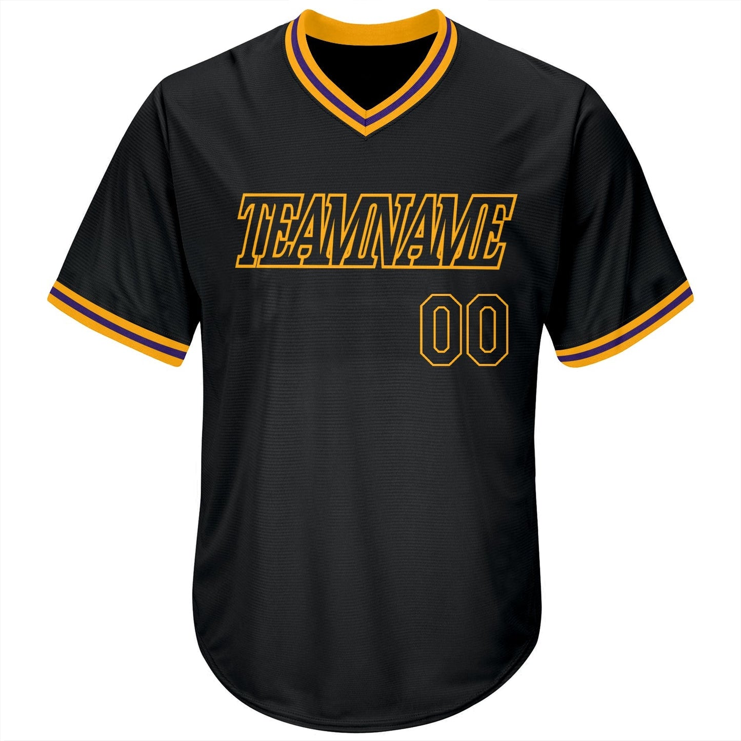 Custom Black Black-Gold Authentic Throwback Rib-Knit Baseball Jersey Shirt baseball jersey product view 2