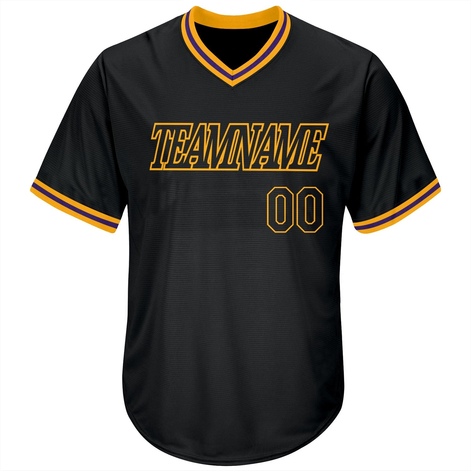 Custom Black Black-Gold Authentic Throwback Rib-Knit Baseball Jersey Shirt baseball jersey product view 2