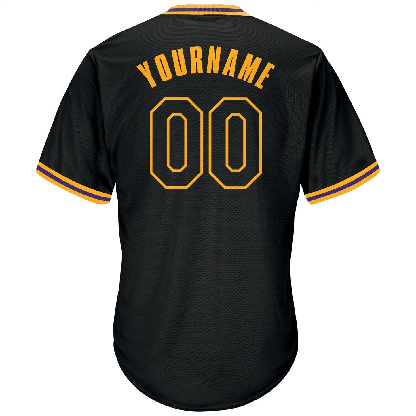 Custom Black Black-Gold Authentic Throwback Rib-Knit Baseball Jersey Shirt baseball jersey product view 3