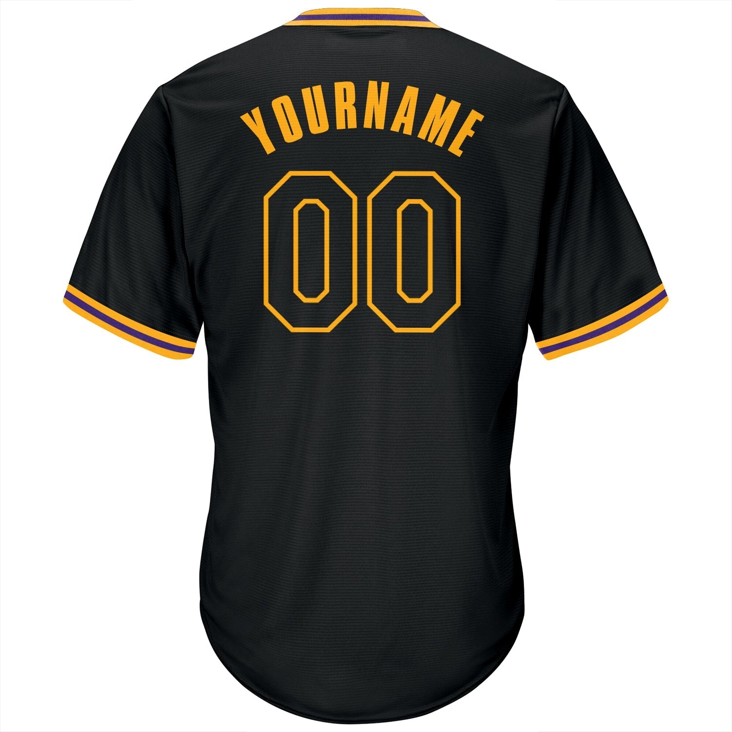 Custom Black Black-Gold Authentic Throwback Rib-Knit Baseball Jersey Shirt baseball jersey product view 3