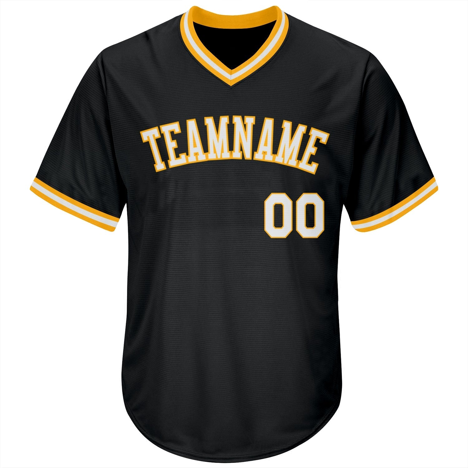 Custom Black White-Gold Authentic Throwback Rib-Knit Baseball Jersey Shirt baseball jersey product view 2