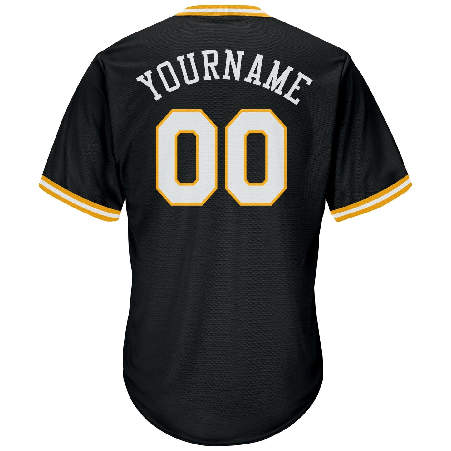 Custom Black White-Gold Authentic Throwback Rib-Knit Baseball Jersey Shirt baseball jersey product view 3
