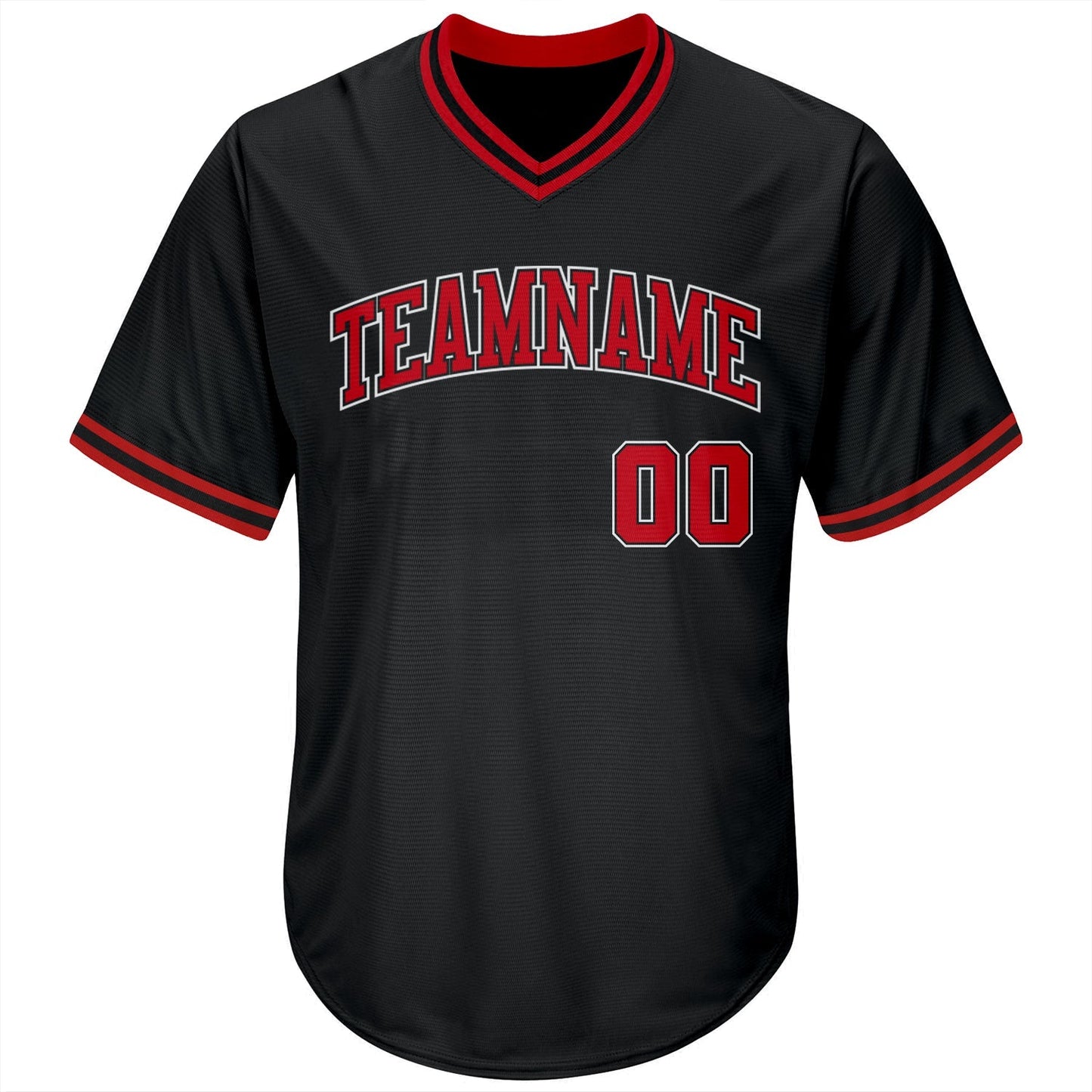 Custom Black Red-White Authentic Throwback Rib-Knit Baseball Jersey Shirt baseball jersey product view 3