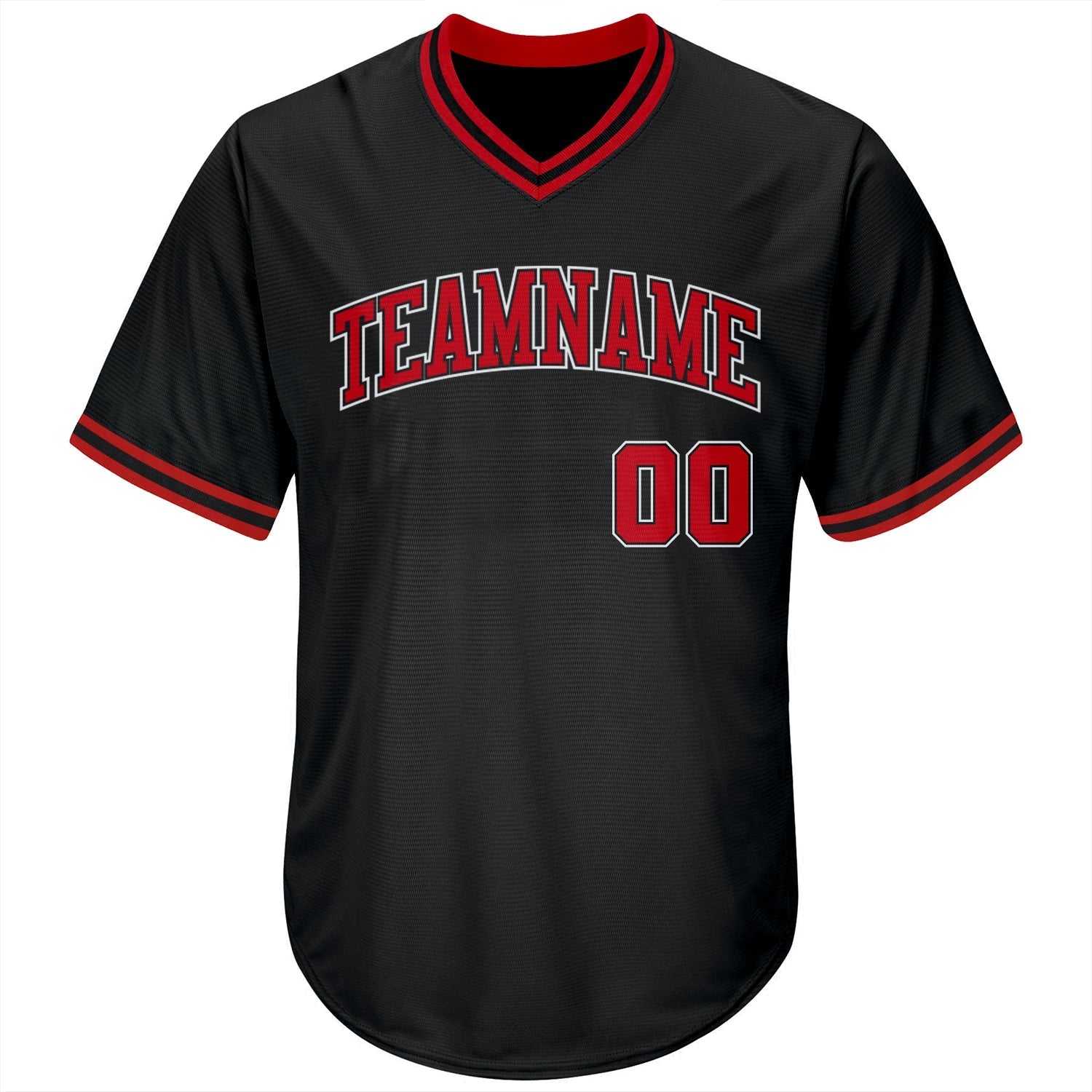 Custom Black Red-White Authentic Throwback Rib-Knit Baseball Jersey Shirt baseball jersey product view 3