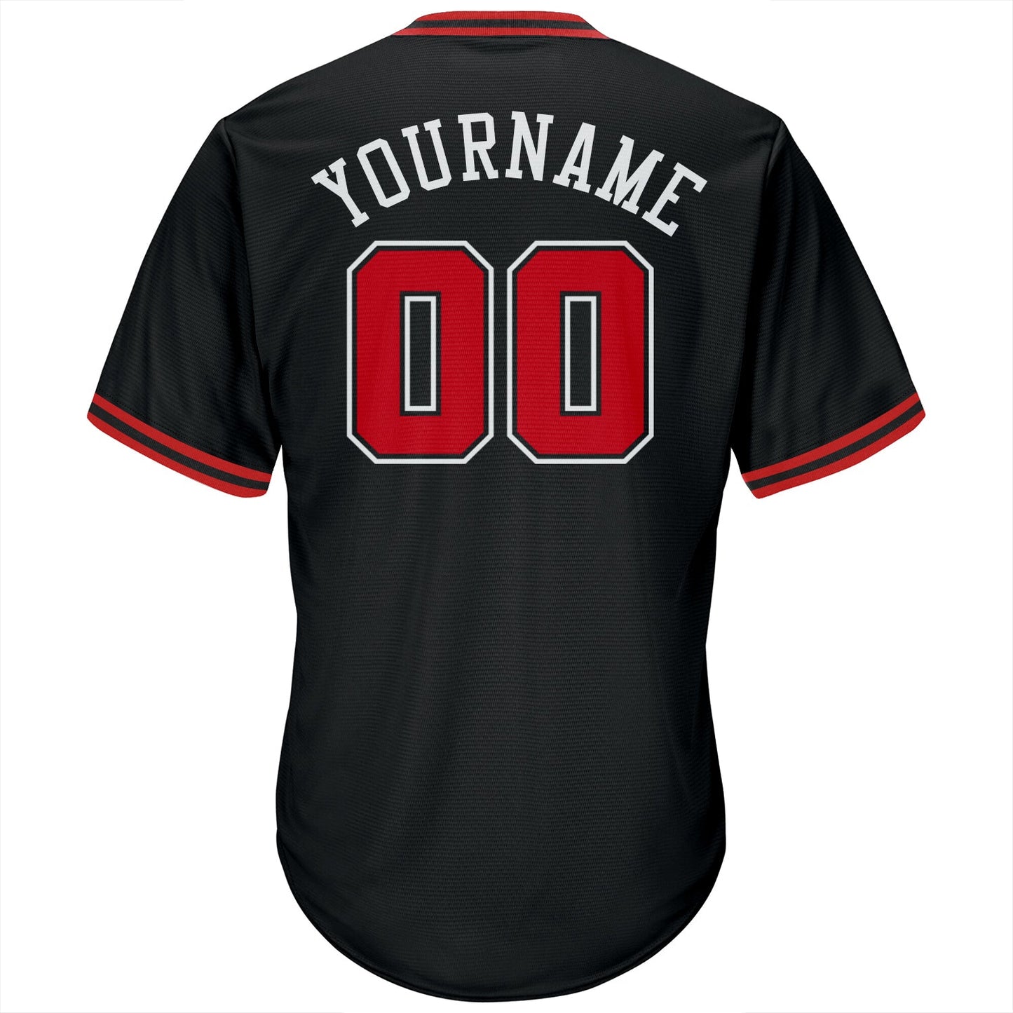 Custom Black Red-White Authentic Throwback Rib-Knit Baseball Jersey Shirt baseball jersey product view 4