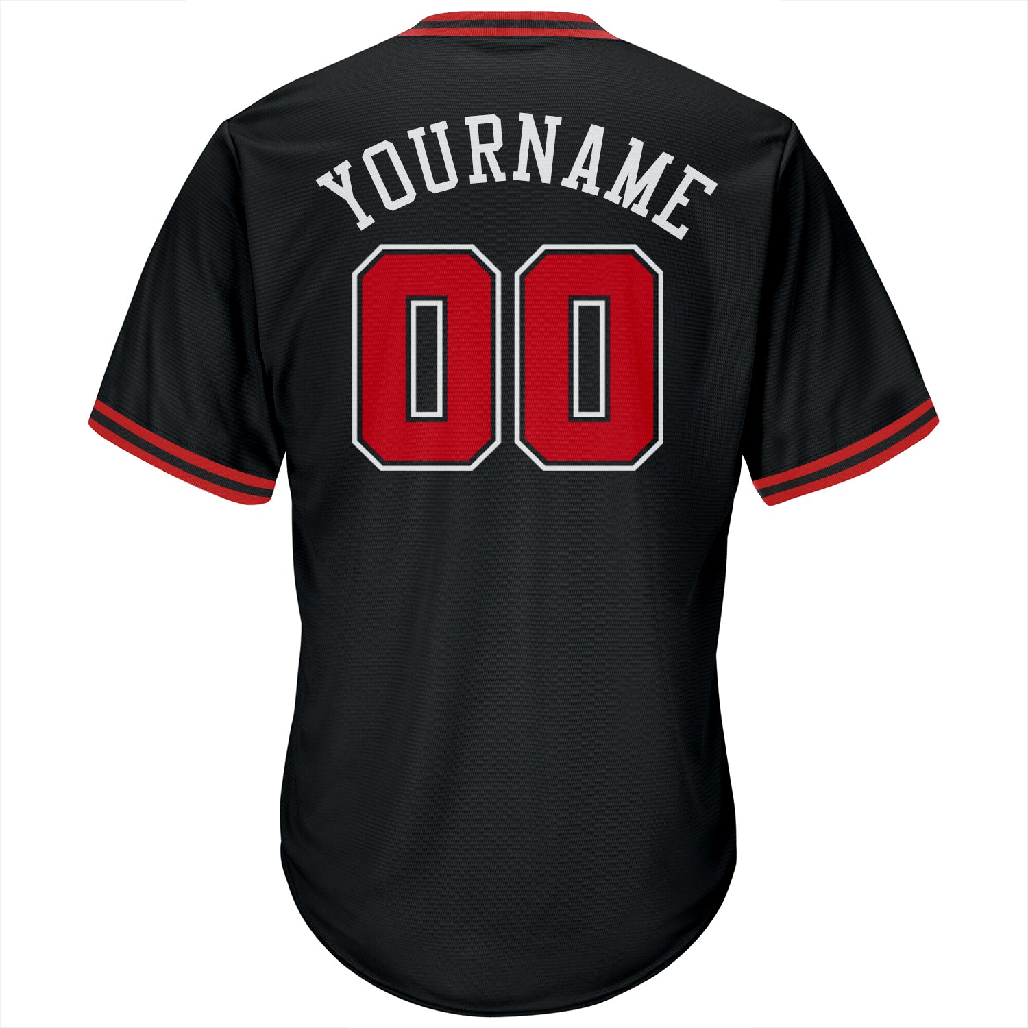 Custom Black Red-White Authentic Throwback Rib-Knit Baseball Jersey Shirt baseball jersey product view 4