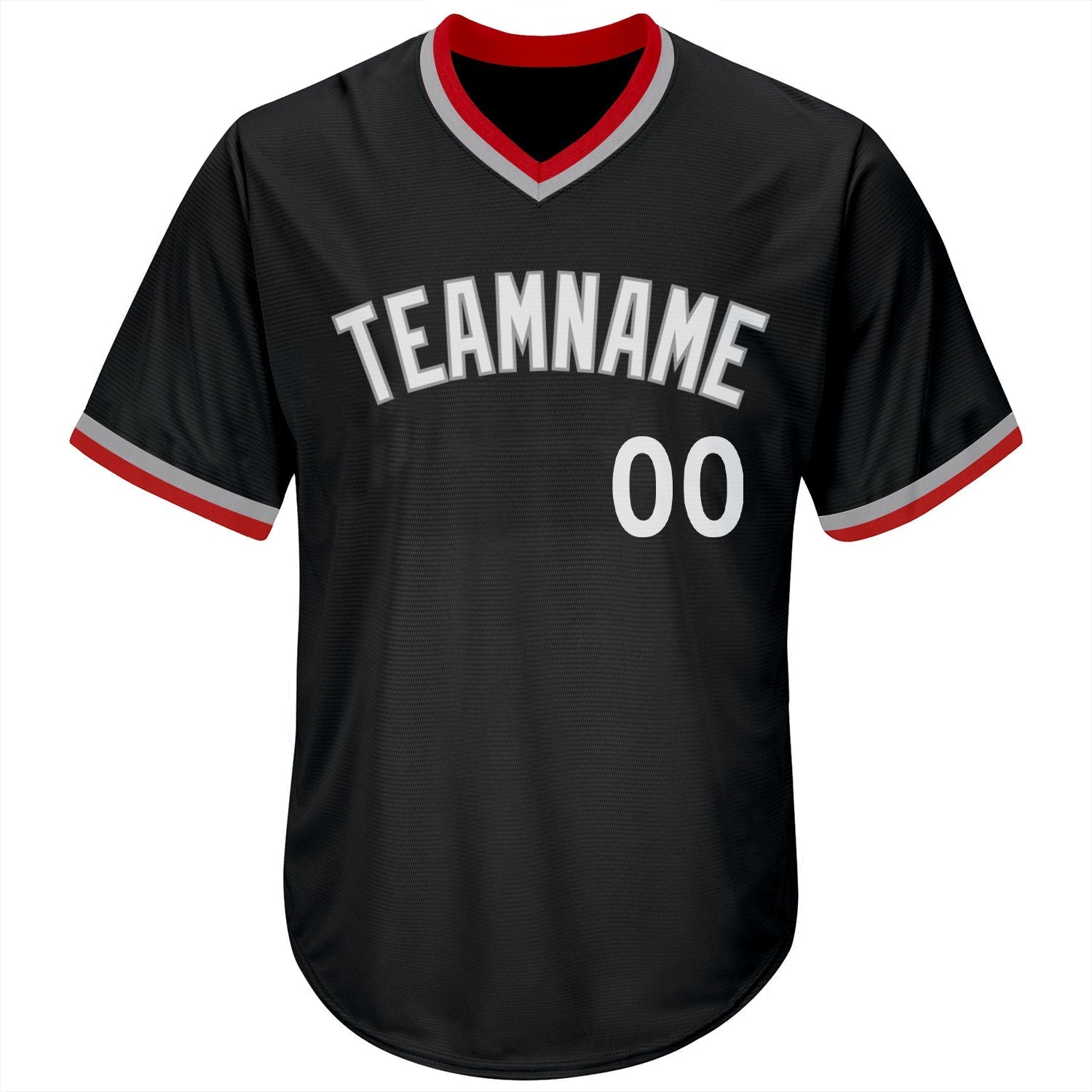 Custom Black White-Gray Authentic Throwback Rib-Knit Baseball Jersey Shirt baseball jersey product view 2