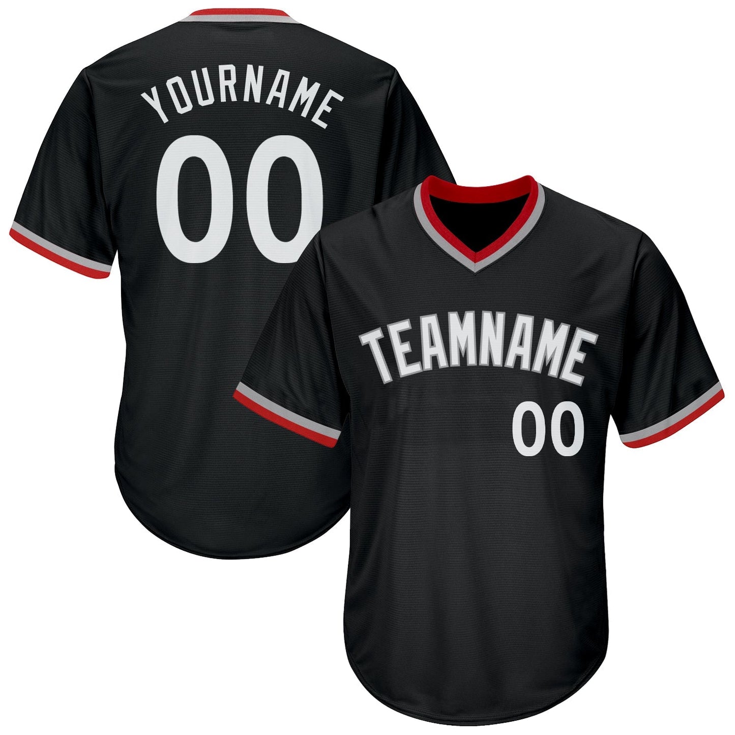 Custom Black White-Gray Authentic Throwback Rib-Knit Baseball Jersey Shirt baseball jersey product view 1