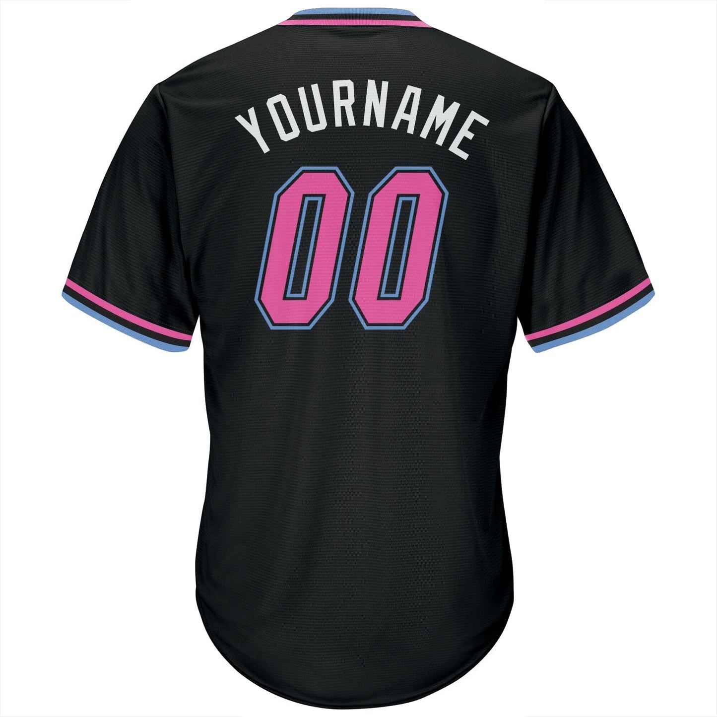 Custom Black Pink-Light Blue Authentic Throwback Rib-Knit Baseball Jersey Shirt baseball jersey product view 3