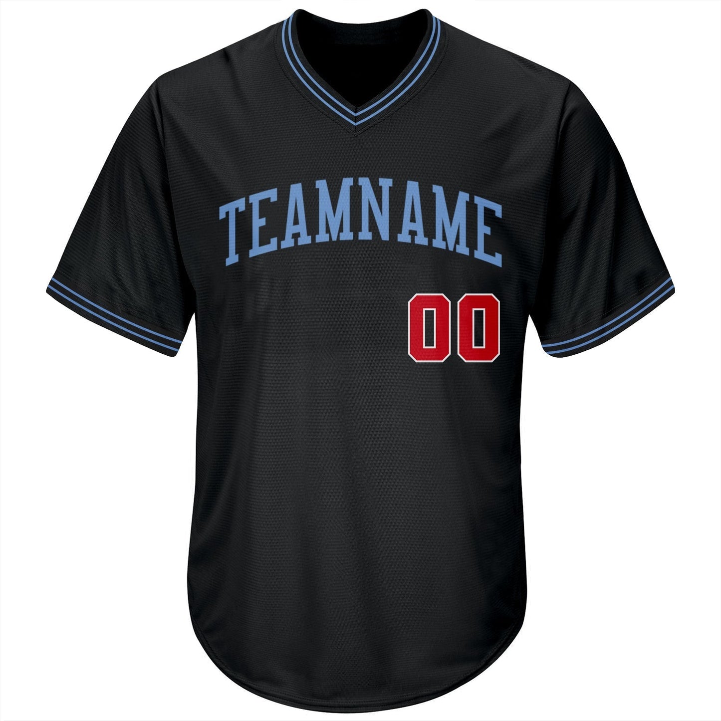 Custom Black Red-Light Blue Authentic Throwback Rib-Knit Baseball Jersey Shirt baseball jersey product view 2