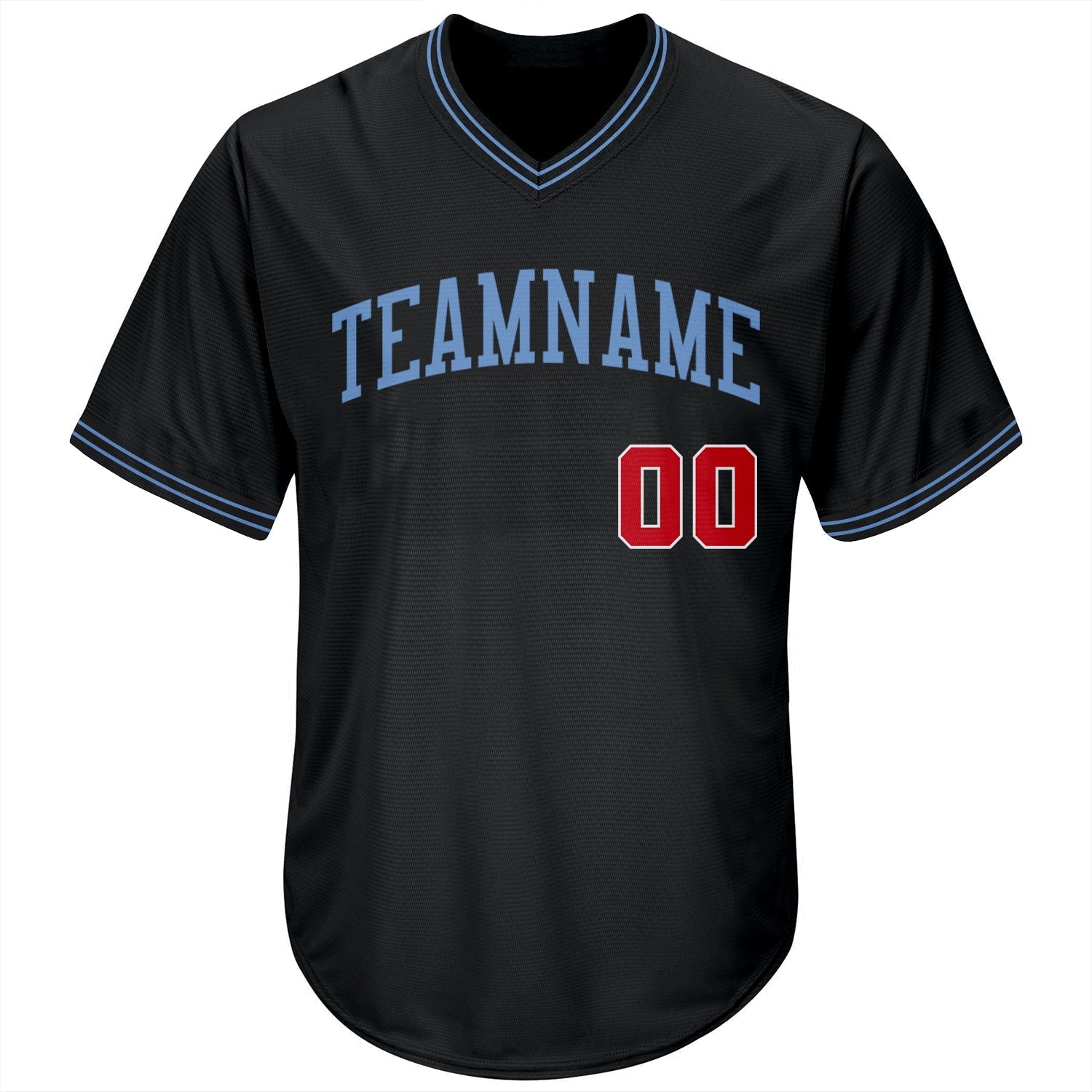 Custom Black Red-Light Blue Authentic Throwback Rib-Knit Baseball Jersey Shirt baseball jersey product view 2