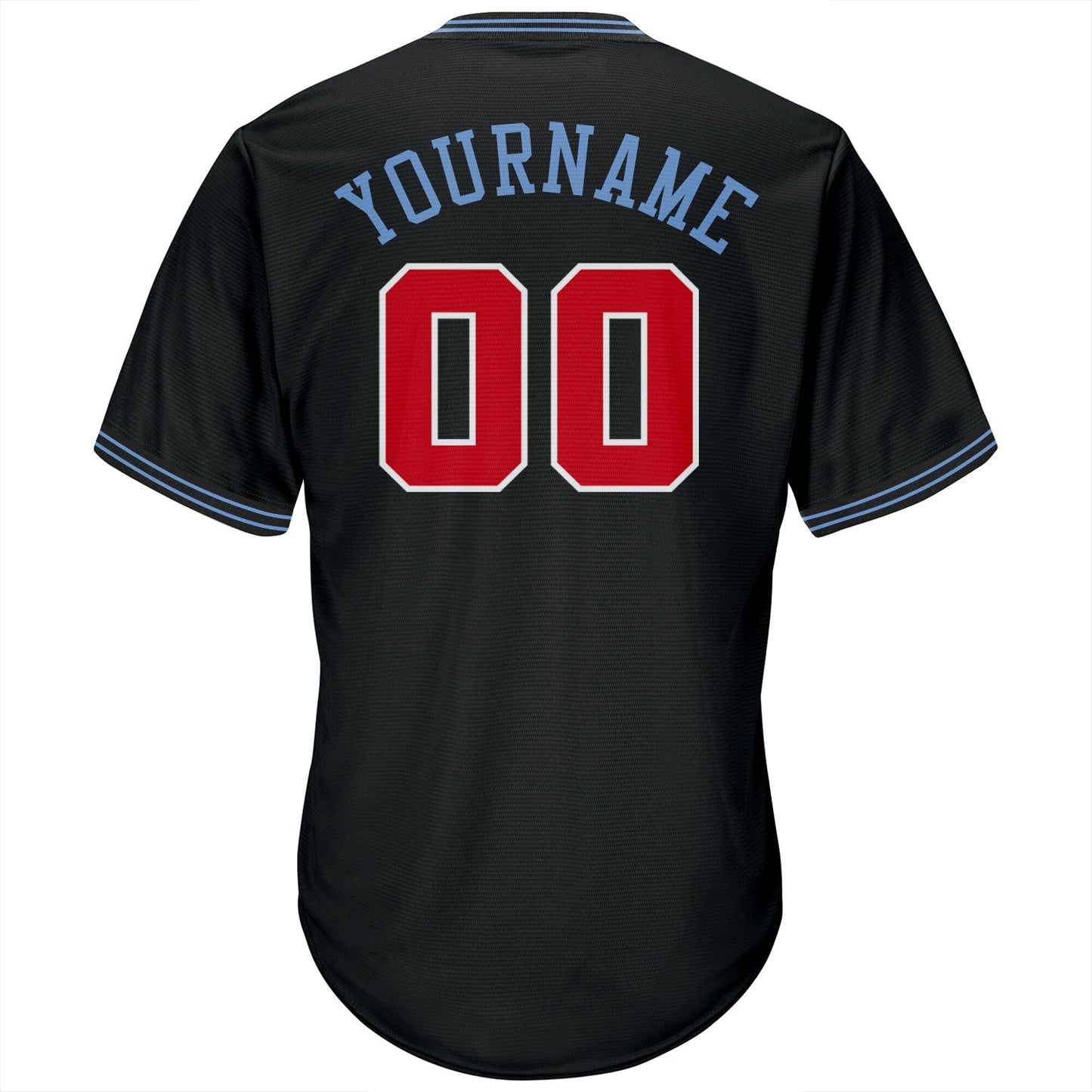 Custom Black Red-Light Blue Authentic Throwback Rib-Knit Baseball Jersey Shirt baseball jersey product view 3