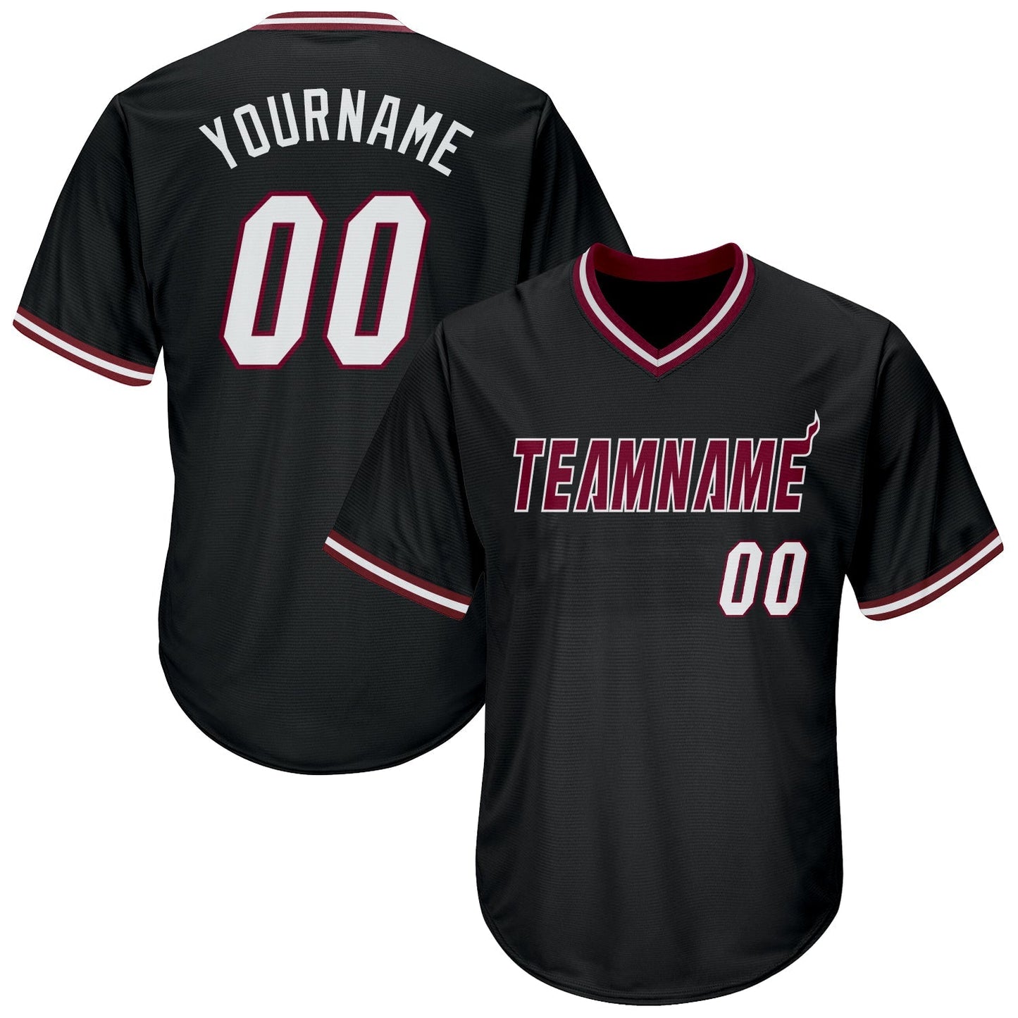 Custom Black White-Maroon Authentic Throwback Rib-Knit Baseball Jersey Shirt baseball jersey product view 1